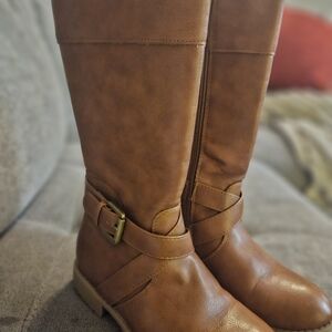 Brown Leather Knee-High Boots